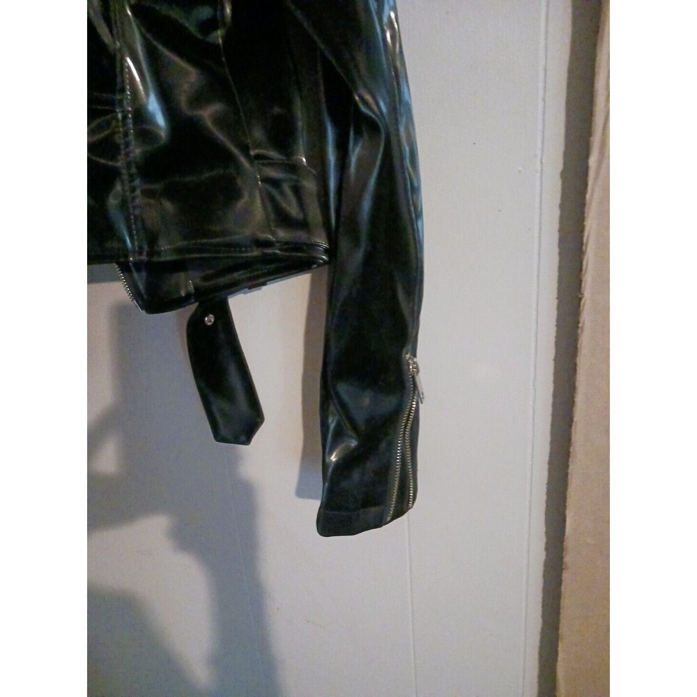Azalea Wang Women's Polyurethane Biker Style Jacket Black Size M - Picture 6 of 6